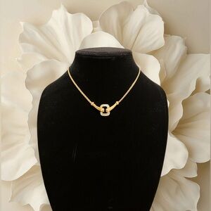 Vintage Gold tone chain necklace with diamond accents #glam #vintage